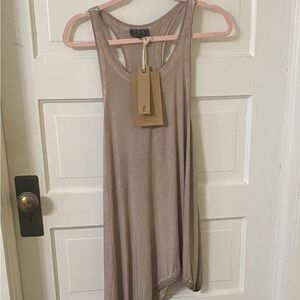 POL Beige Asymmetrical Tank Top